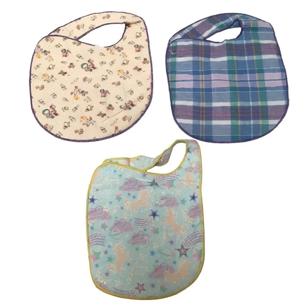 Handmade girls/unisex machine washable bibs three pack‎